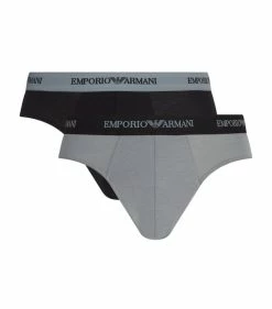 Armani Stretch Cotton Briefs (Pack of 2) 03320 - BLK/GRY