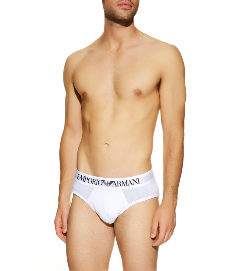 Armani Stretch Cotton Briefs 00010 WHITE 2 Armani Stretch Cotton Briefs 00010 WHITE - Image 2