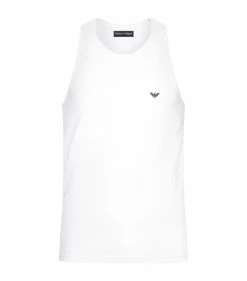 Armani Stretch Cotton Eagle Vest 00010 WHITE Loungewear